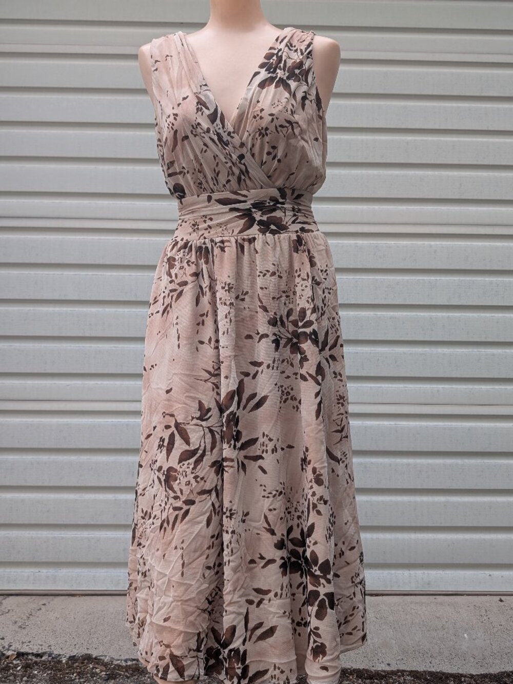 Y2K Style Floral Faux Wrap Cocktail Wedding Guest Dress Newport News Womens L